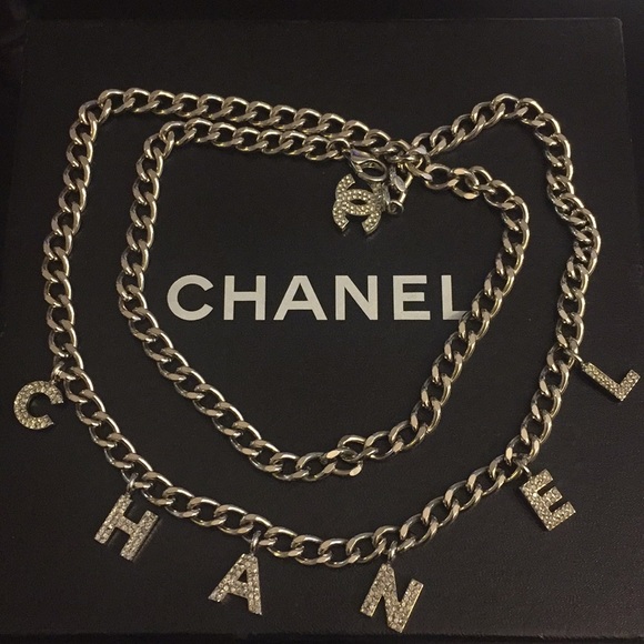 CHANEL | Jewelry | Chanel Silver Necklacebelt W Rhinestones Cc | Poshmark